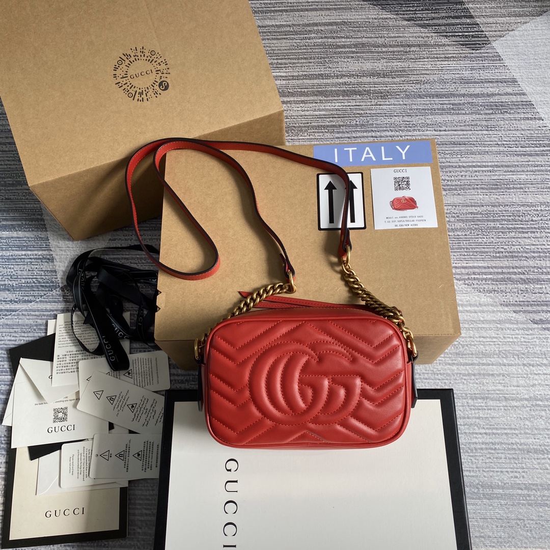 Gucci GG Marmont Matelasse Mini Shoulder Bag 448065 Red